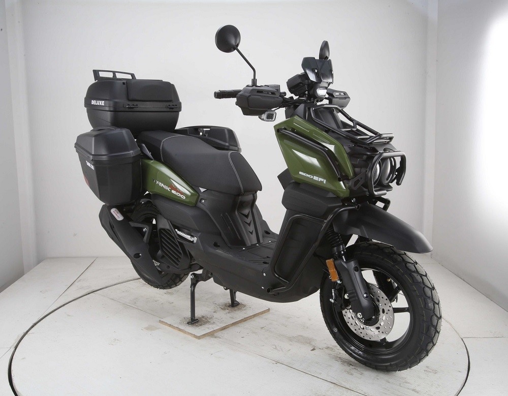 Νέο Army Style Scooter 200 Tank 200 Efi Deluxe μοντέλο με μεγαλύτερα ελαστικά και πλευρικά φορτηγά αποσκευών